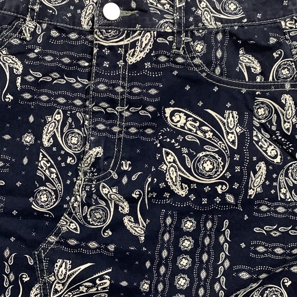 Western Cowgirl High Waist Paisley Handkerchief Mini Skirt Medium Navy Blue - Picture 6 of 8